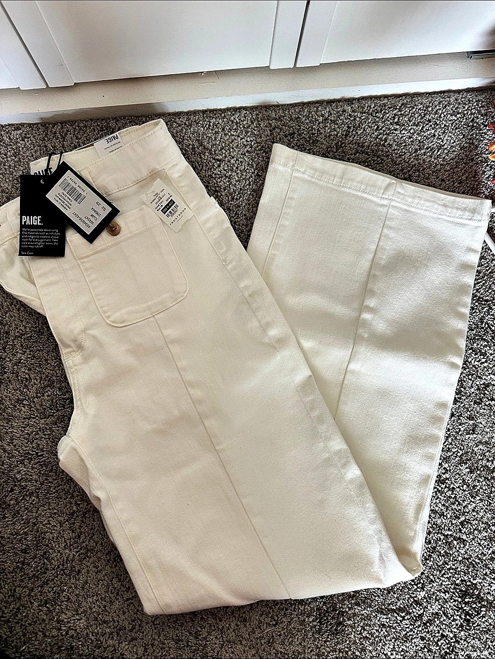 Paige Anessa HR 31" Wide Leg Jeans White Waist 29